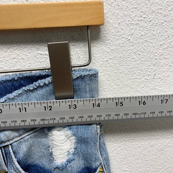Frame Denim Frayed Mini Denim Skirt Sawyer Size 25 - Picture 11 of 11